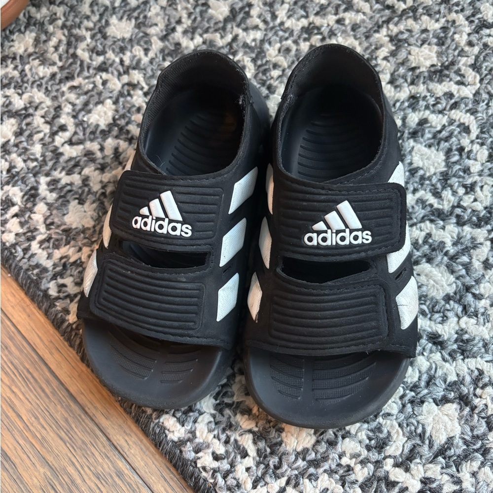 Adidas Black and White Slide Sandals